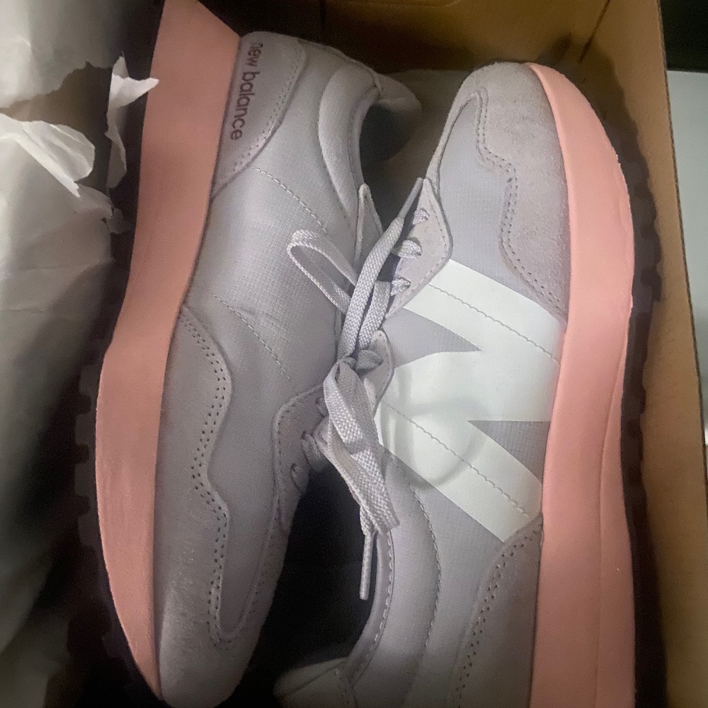 Grey and Pink New Balance 327